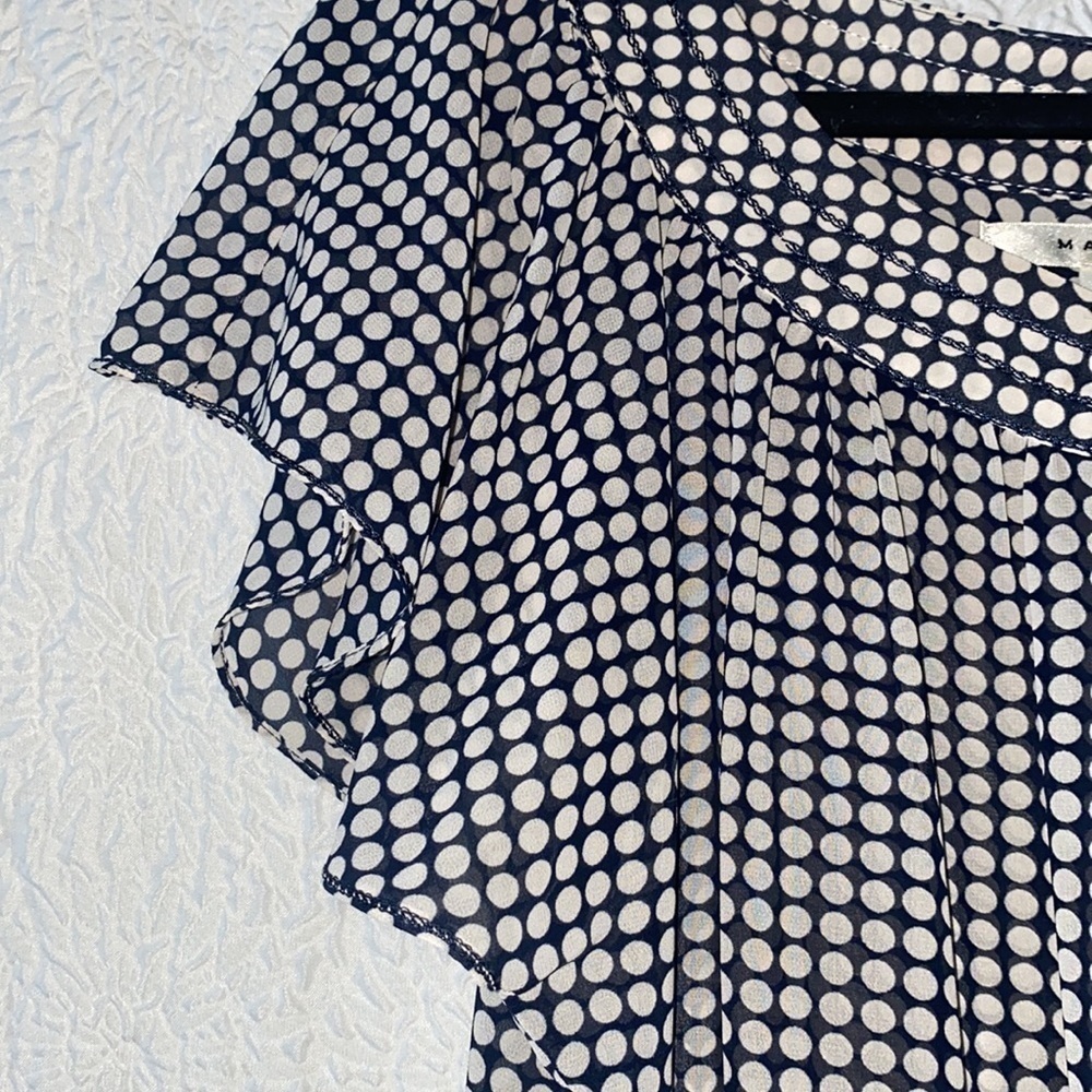 Max Studio Polka Dot Print Flutter Sleeve Elastic… - image 4